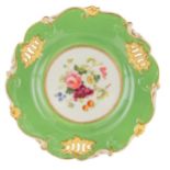 2 Green Plates with Floral Design