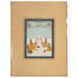 Lucknow School, c. 1780, A miniature of a seated woman (Patmanjari Ragini) and attendant