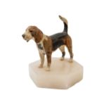 2 Carved Stone Beagles