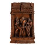Indian, 19th Century, A wooden carving after Khajuraho Temple carvings