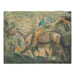 Attributed to Sir Alfred James Munnings (1878 - 1959), An unfinished oil sketch of Lady Munnings