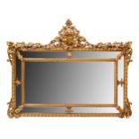 English, Victorian, A large overmantel gilded composite mirror