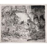 Rembrandt Harmensz. van Rijn (1606 - 1669), Two etchings: (1) The Adoration of the Shepherds: A Nigh