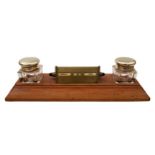 Desk Penholder with Double Inkwell and Calendar