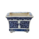 NO RESERVE: A small rectangular blue and white china pot