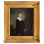 Arthur William Devis (1762 - 1822), A portrait of a young boy in an English landscape