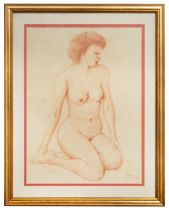 Anonymous, A sanguine study of a kneeling nude woman (1937)