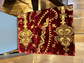 Ottoman, 16th/17th Century, Brocade on a burgundy velvet panel