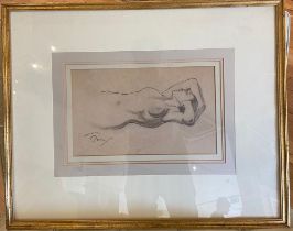 French, Late 19th Century, A study of a nude reclining woman
