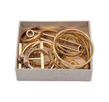 A box of gold jewellery and trinkets