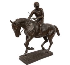 20th Century, A large bronze of a jockey on horseback