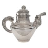 NO RESERVE: Tibetan, 20th Century (?), A silver pot, silver teapot, and silver-hinged pouch