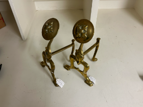 NO RESERVE: Early 20th Century, A pair of brass fire dogs