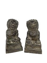 NO RESERVE: Chinese, Antique, A pair of bronze Lion-Dogs