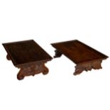 Italian, 17th Century, A near pair of fruitwood trays