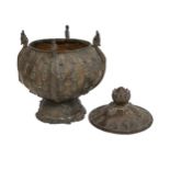 Khmer (?), Antique, A bronze lidded vessel with Buddha Mucalinda motifs