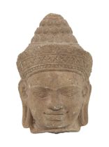 Antique, Three stone Buddha heads