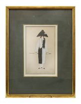 Georges Lepape (1887 - 1971), A costume design, 'Polichinelle blanc et noir'