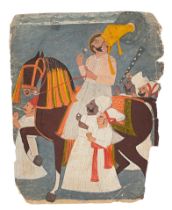 Jodphur School, 19th Century, A Raja on horseback