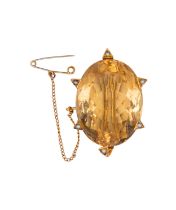 Late Victorian, A citrine and split pearl brooch