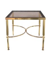 20th Century, A pair of brass and glass top occasional tables