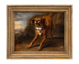 Adriaen van de Velde (1636 - 1672), A barking dog in a landscape