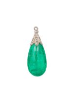 Edwardian, A very fine emerald drop pendant
