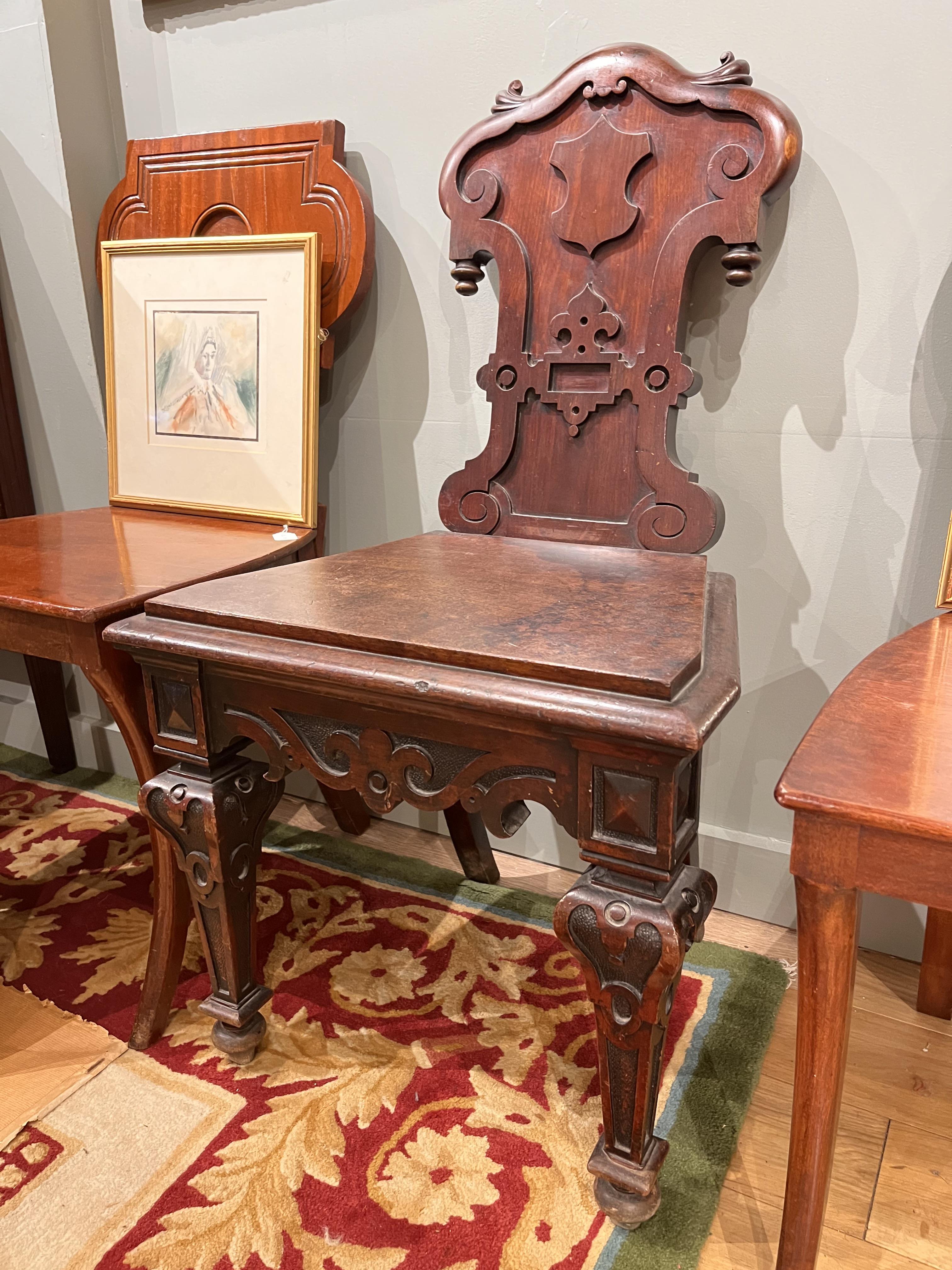 Late 19th/Early 20th Century, A single mahogany hall chair - Image 4 of 4