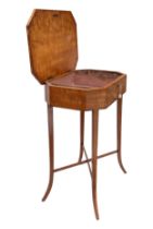 English, c. 1790, A satinwood octagonal side table with single drawer and curving tapered legs