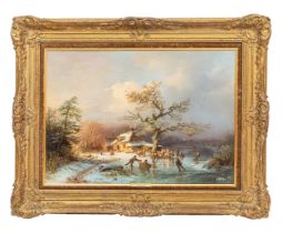 Circle of Fredrik Marinus Kruseman (1816 - 1882), A winter skating scene