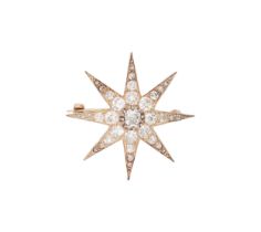 Victorian, A fine diamond eight-point star/octagram brooch