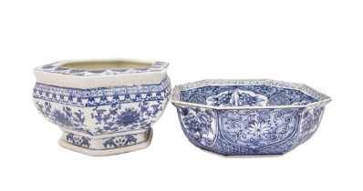 Two large blue and white export China porcelain bowls