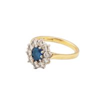 A sapphire and diamond cluster ring