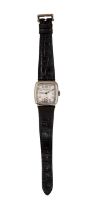 Patek Philippe, Dated 1922, 18 carat white gold and crocodile leather strap gentleman's wristwatch