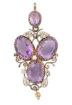 Early 20th Century, An amethyst and split pearl pendant