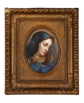 After Carlo Dolci's (1616 - 1686) Madonna Del Dito, A portrait of a Madonna on porcelain