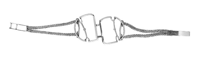 A white metal bracelet