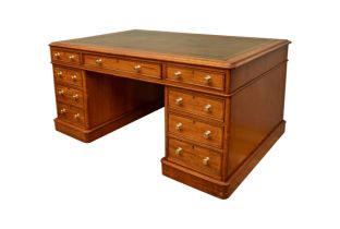 19th Century, A mahogany partners desk with key