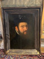 Adriaen Thomas Key (Antwerp, c. 1544 - c. 1599), A portrait of a bearded man in black with a beret