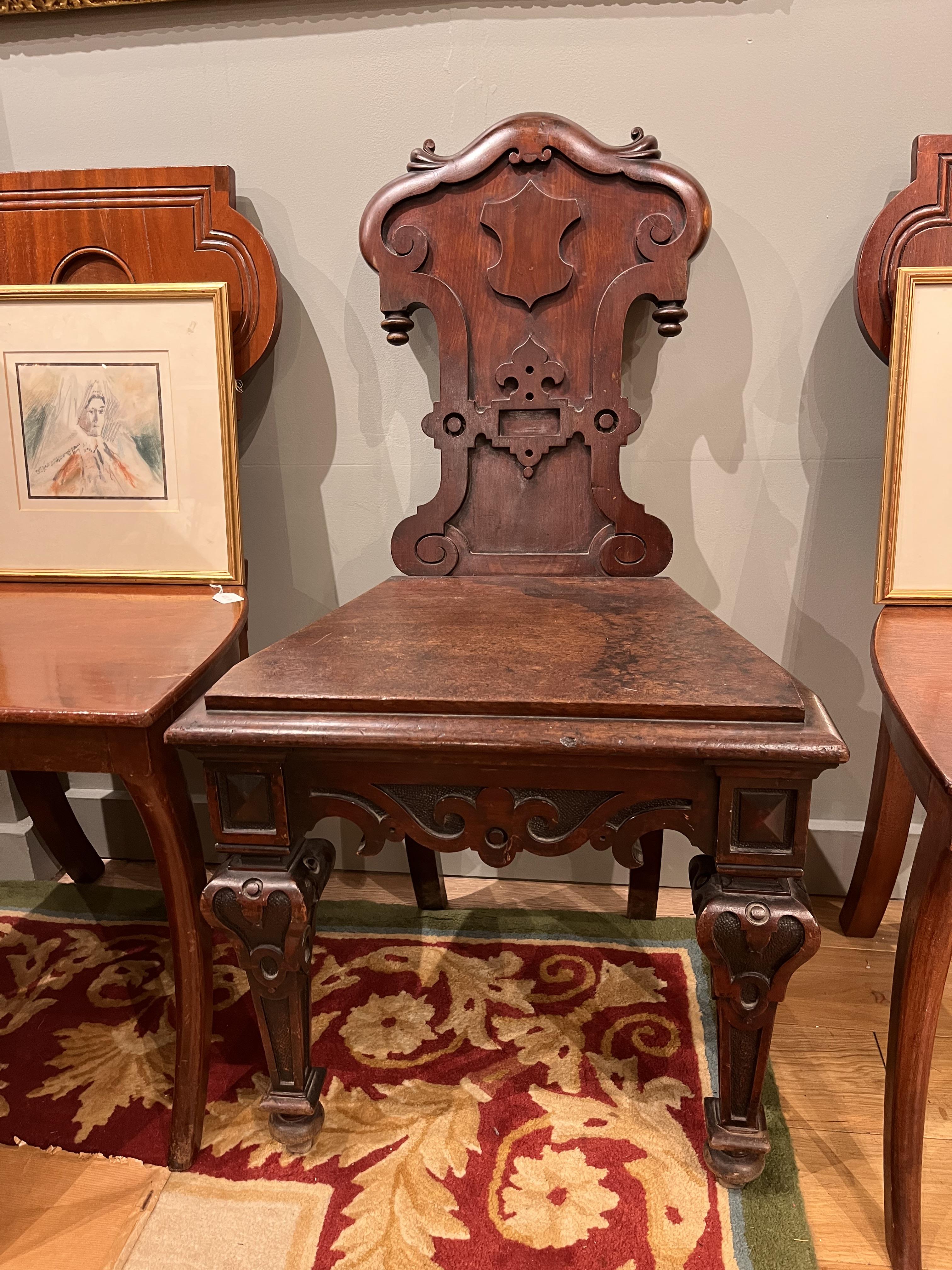 Late 19th/Early 20th Century, A single mahogany hall chair - Image 3 of 4
