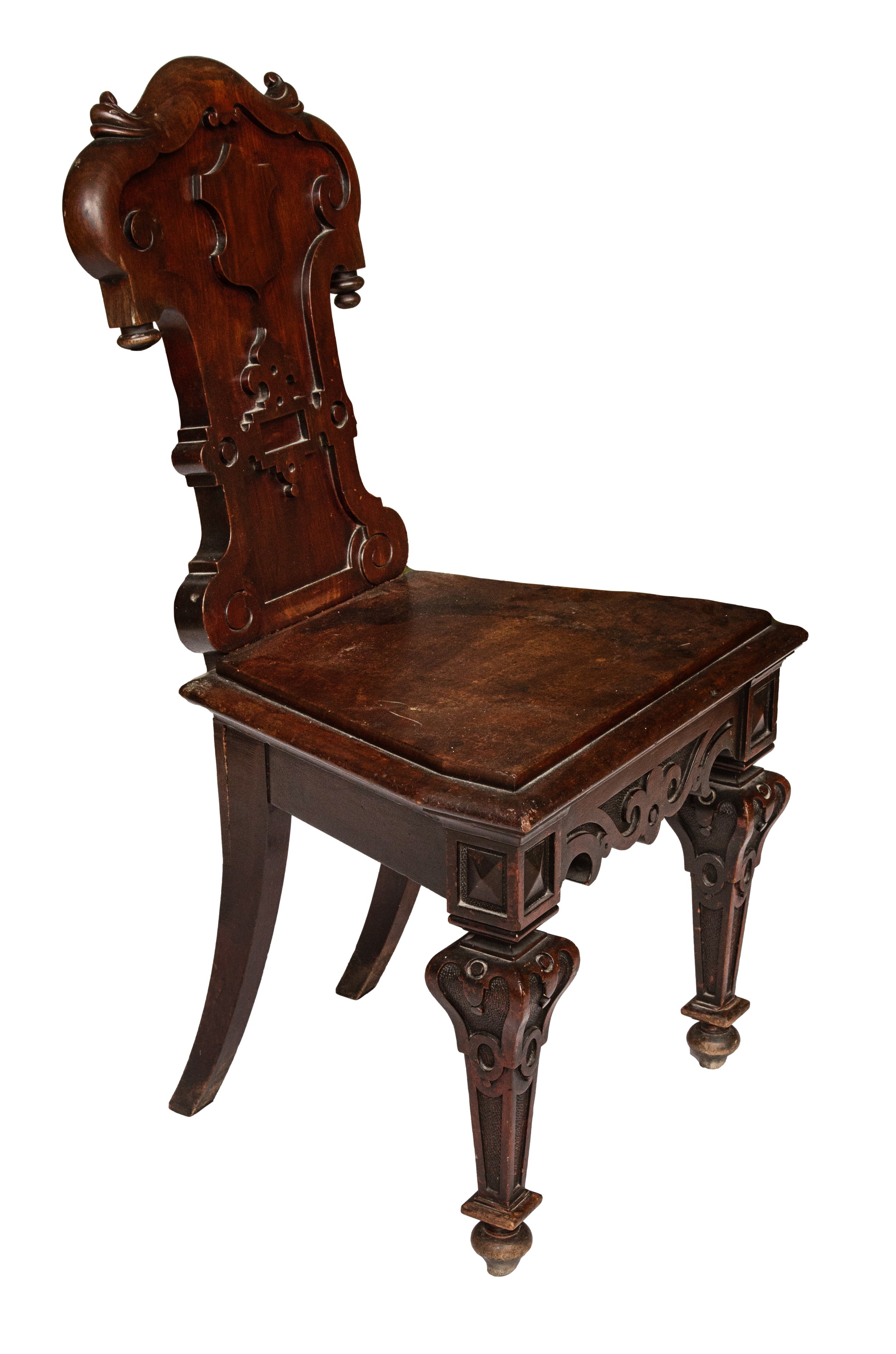 Late 19th/Early 20th Century, A single mahogany hall chair