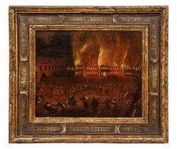 Michael Ignaz Mildorfer (Innsbruck, 1690 - 1747), Austrian School, The fire at Ruhelust Castle, Inns