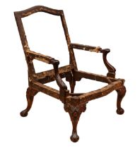 Attributed to Paul Saunders, A fine George III mahogany library chair, c. 1760