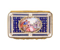 18th Century, French, A Limoges enamel casket with a scene of an amorous couple