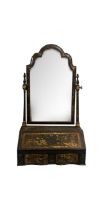 18th Century, A Chinoiserie dressing table mirror with a fall-front and hidden drawers and another d