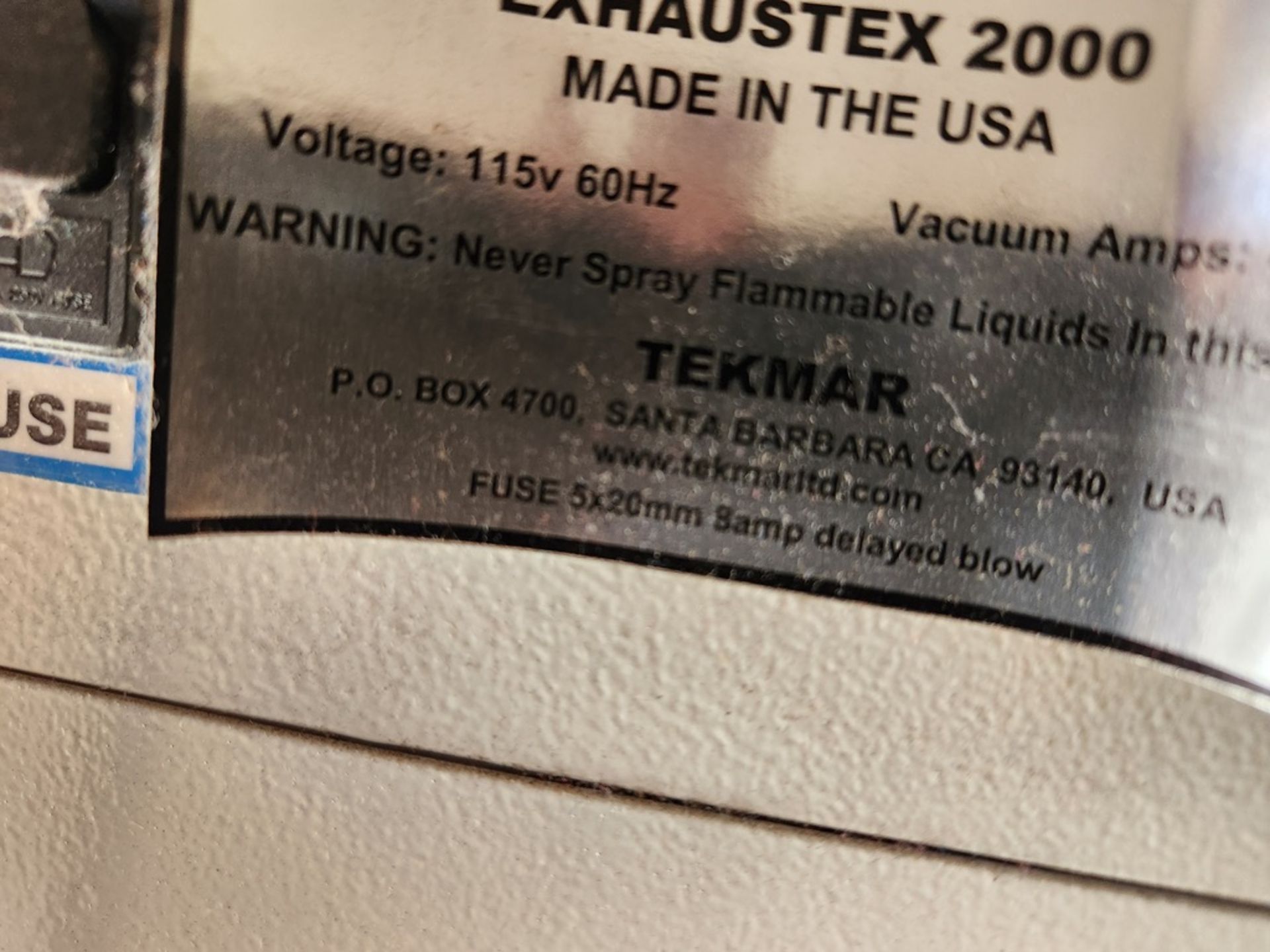 Tekmar Exhaustex 2000, Textile Spot Cleaning Station - Image 5 of 5