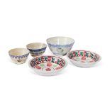 Five Various Spongeware Pottery Bowls, Late 19th Century