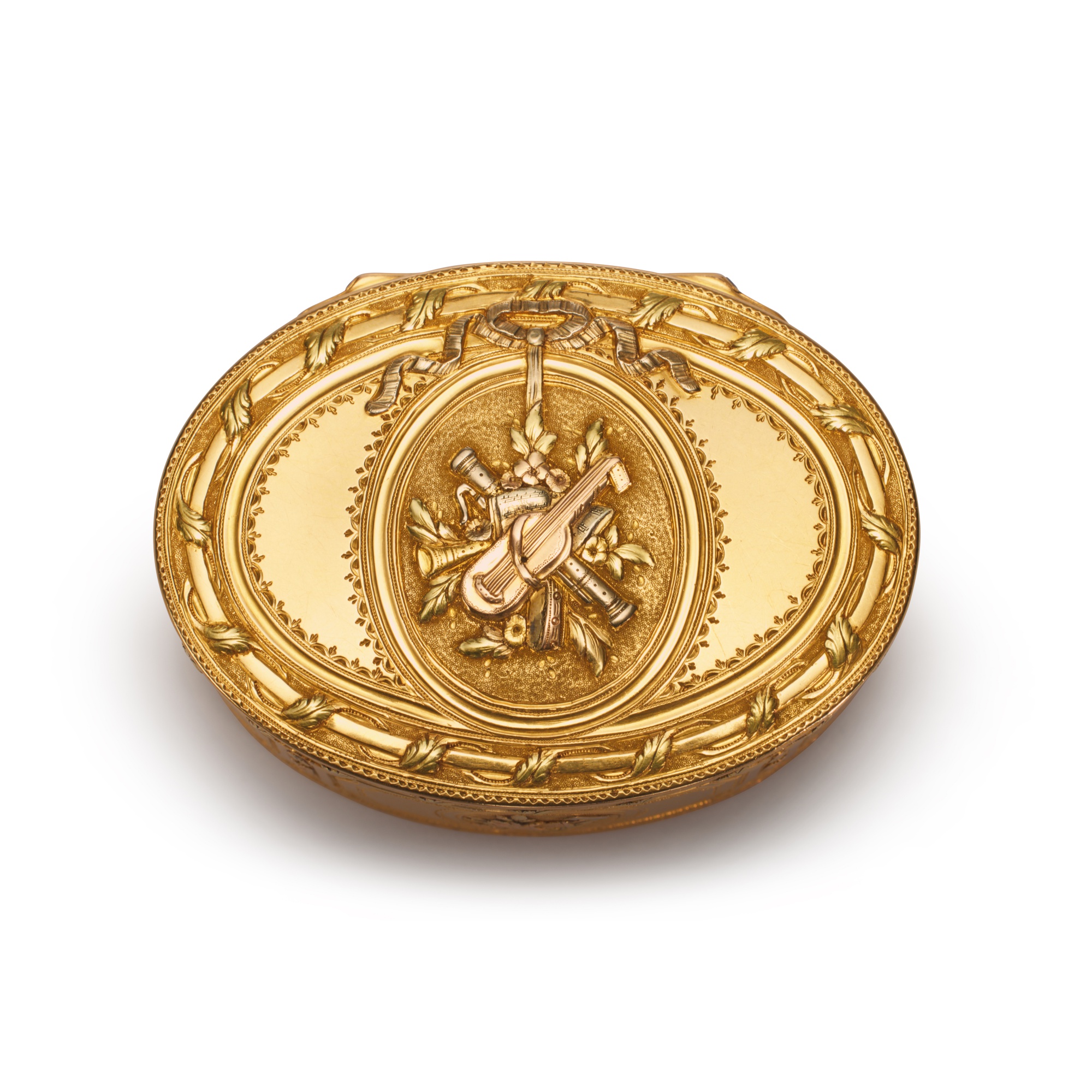 A Louis XV Vari-Color Gold Oval Snuff Box, Pierre-Fran&#231;ois Royer, Paris, 1769, with the Charge