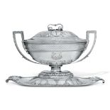 A Large George III Silver Soup Tureen, Cover, and Stand, the design attributed to J.J. Boileau,