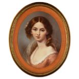 A porcelain plaque representing a young woman, Imperial Porcelain Factory, St Petersburg, Period of